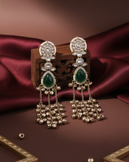 Green Nakul Kashmiri Look Ghunghru Earring