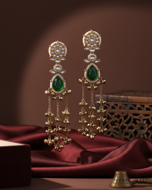 Green Nakul Kashmiri Look Ghunghru Earring
