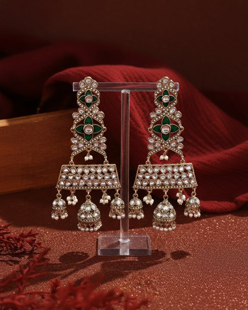 Green Harmani Premium Designer Statement Earring