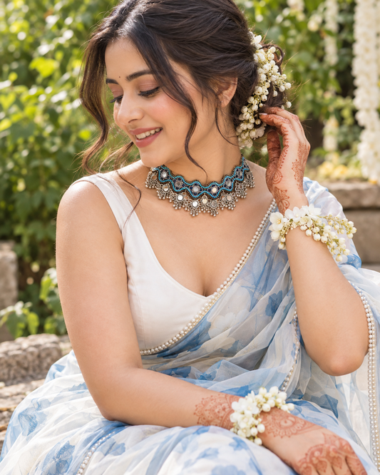 Teal Noori Handmade Choker Necklace