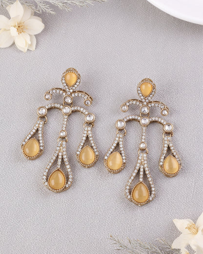 Yellow Urvi Premium Designer Zircone Earring