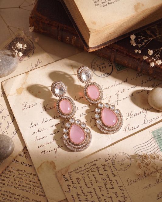 Blush Amreen Premium Designer Zircone Polki Dupe Earring