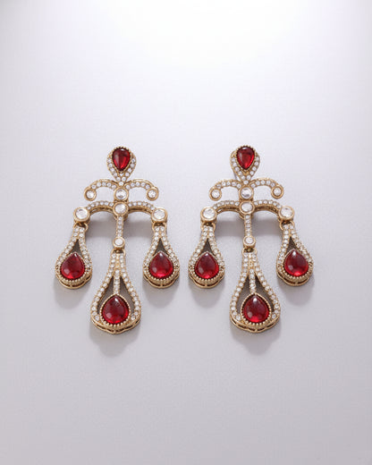 Red Urvi Premium Designer Zircone Earring