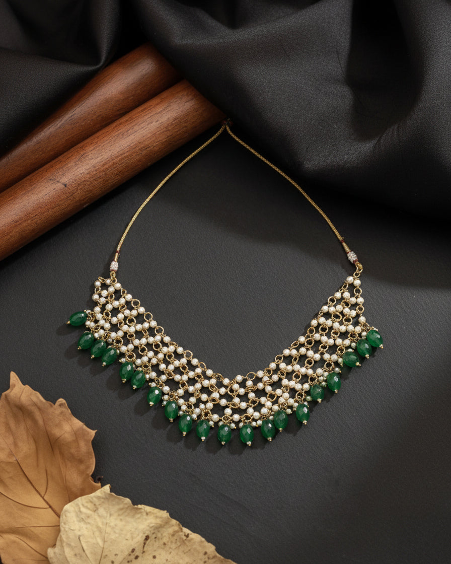 Green Kaveri Designer Indo Western Necklace