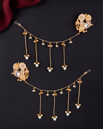 Silver Yuvika Bahubali Earring with Kaan Chain