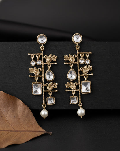 White Mohana Designer Peacock Earring