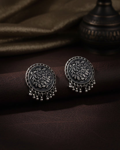 Black Hamsika Oxidised Stud Earrings