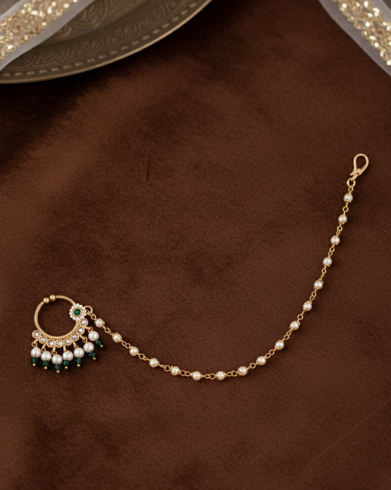 Green Kishvar Nath Non Pierced Nose Ring