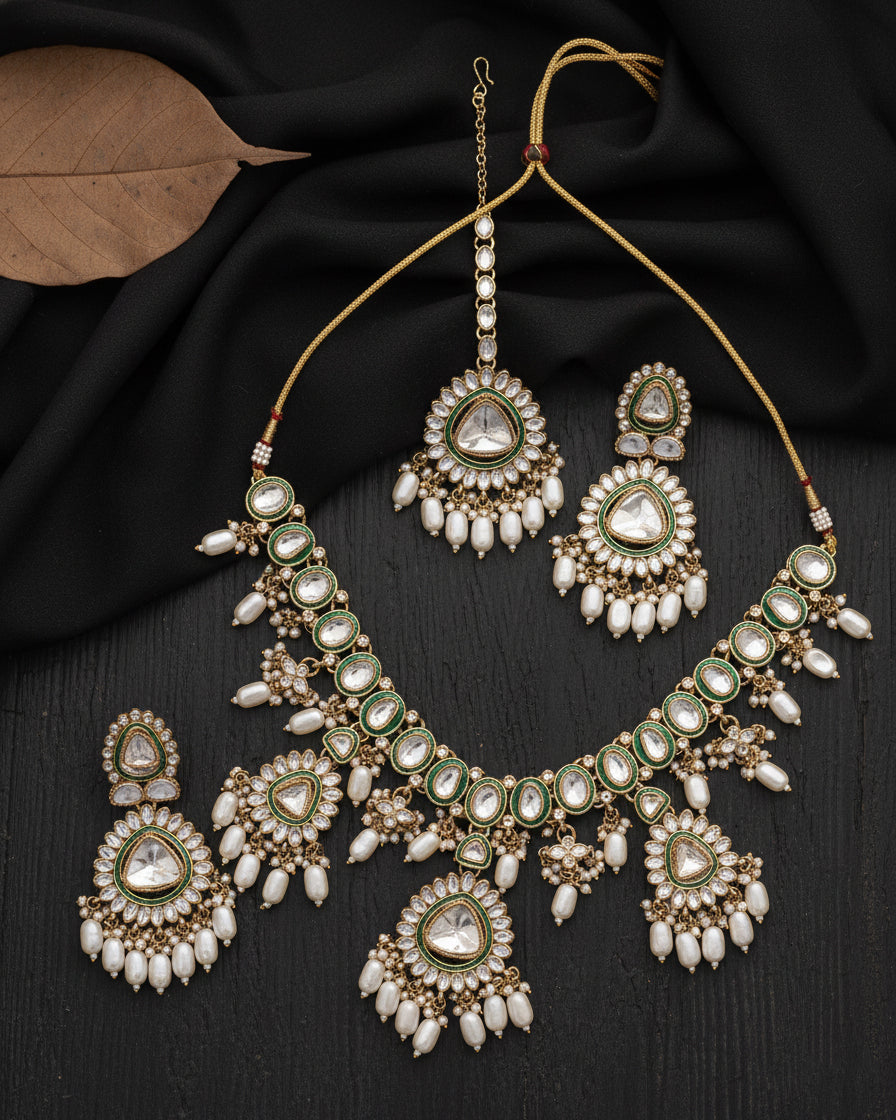 Rameeqa Designer Necklace Set with Earring and Mangteeka