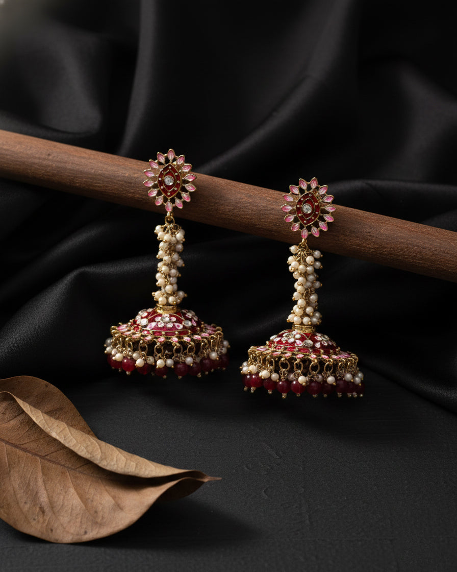 Maroon Iffat Designer Earring