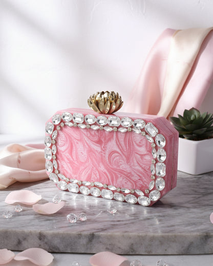 Blush Alexei Emblished Resin Clutch