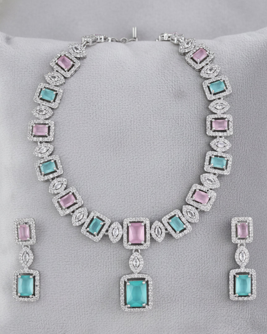 Pastel Fiona AD Necklace Set with Earrings