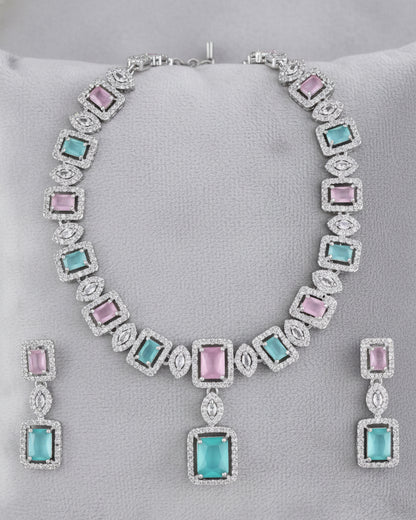 Pastel Fiona AD Necklace Set with Earrings
