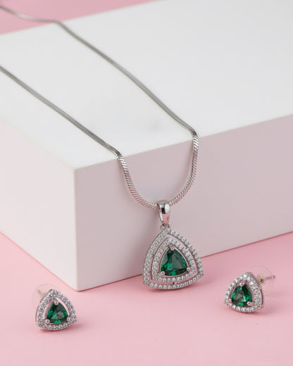 Green Ava AD Pendant Necklace Set