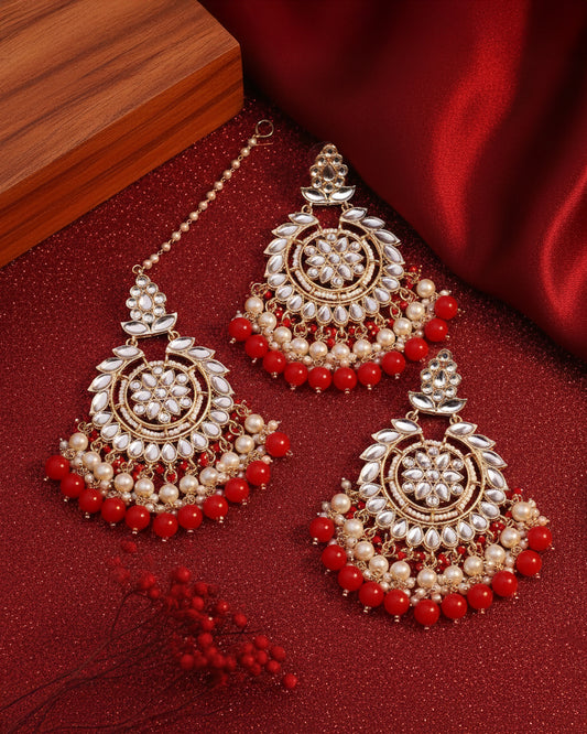 Red Shaili Teeka Earring