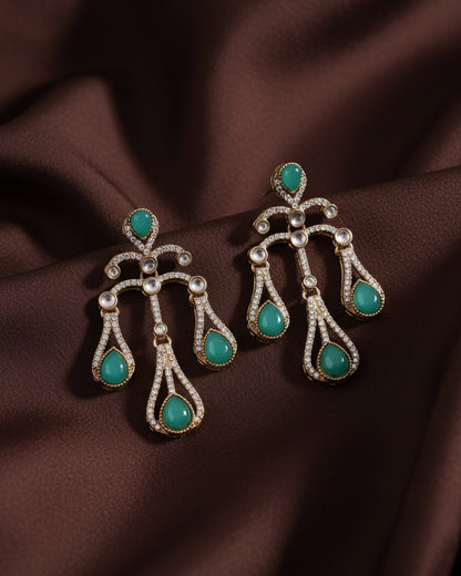 Sage Green Urvi Premium Designer Zircone Earring