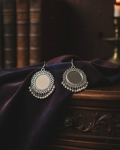Silver Maanya Oxidised Jhumka Earrings