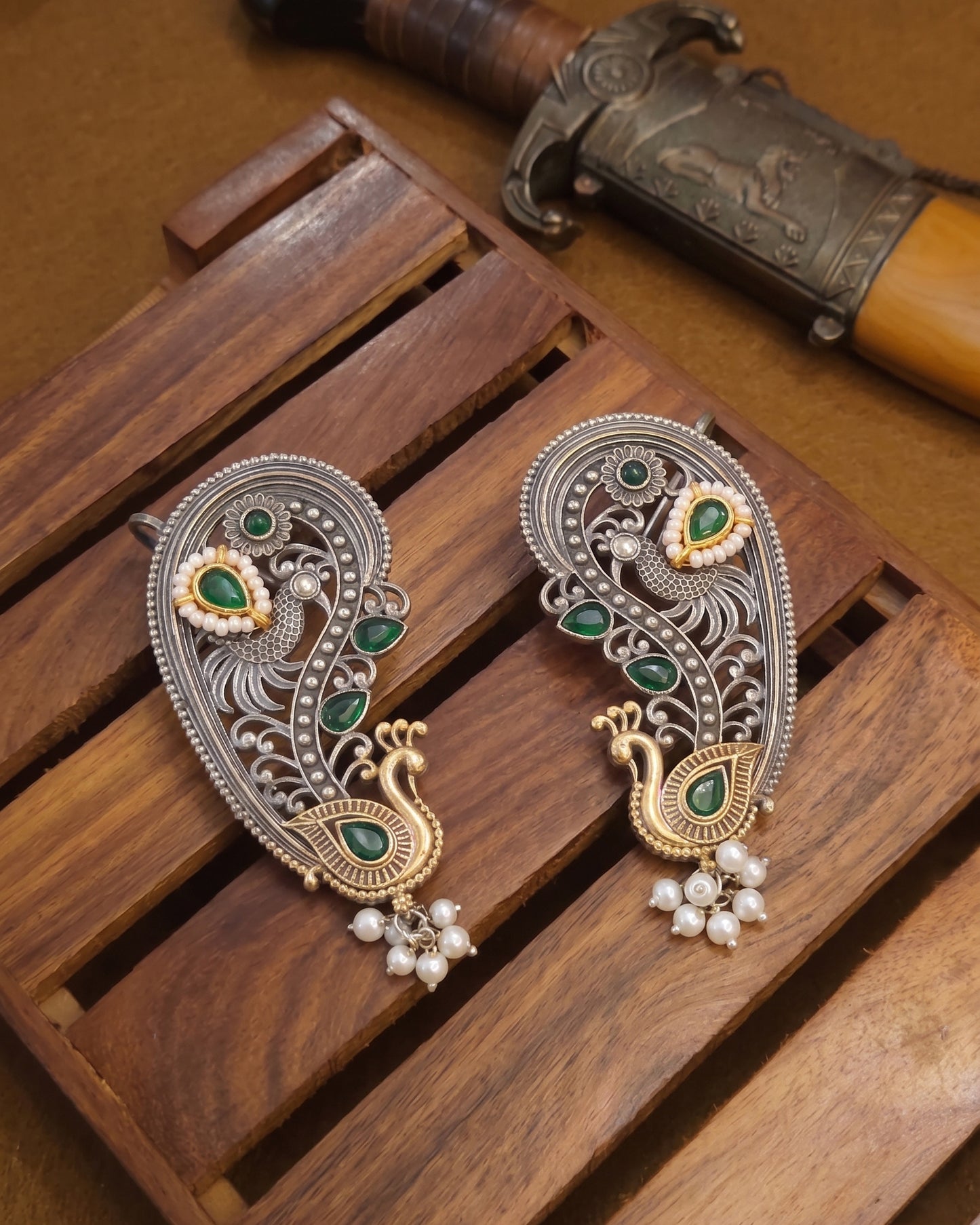 Green Aishra Designer Ear Cuff Earring