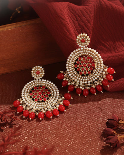 Red Damini Chandbali