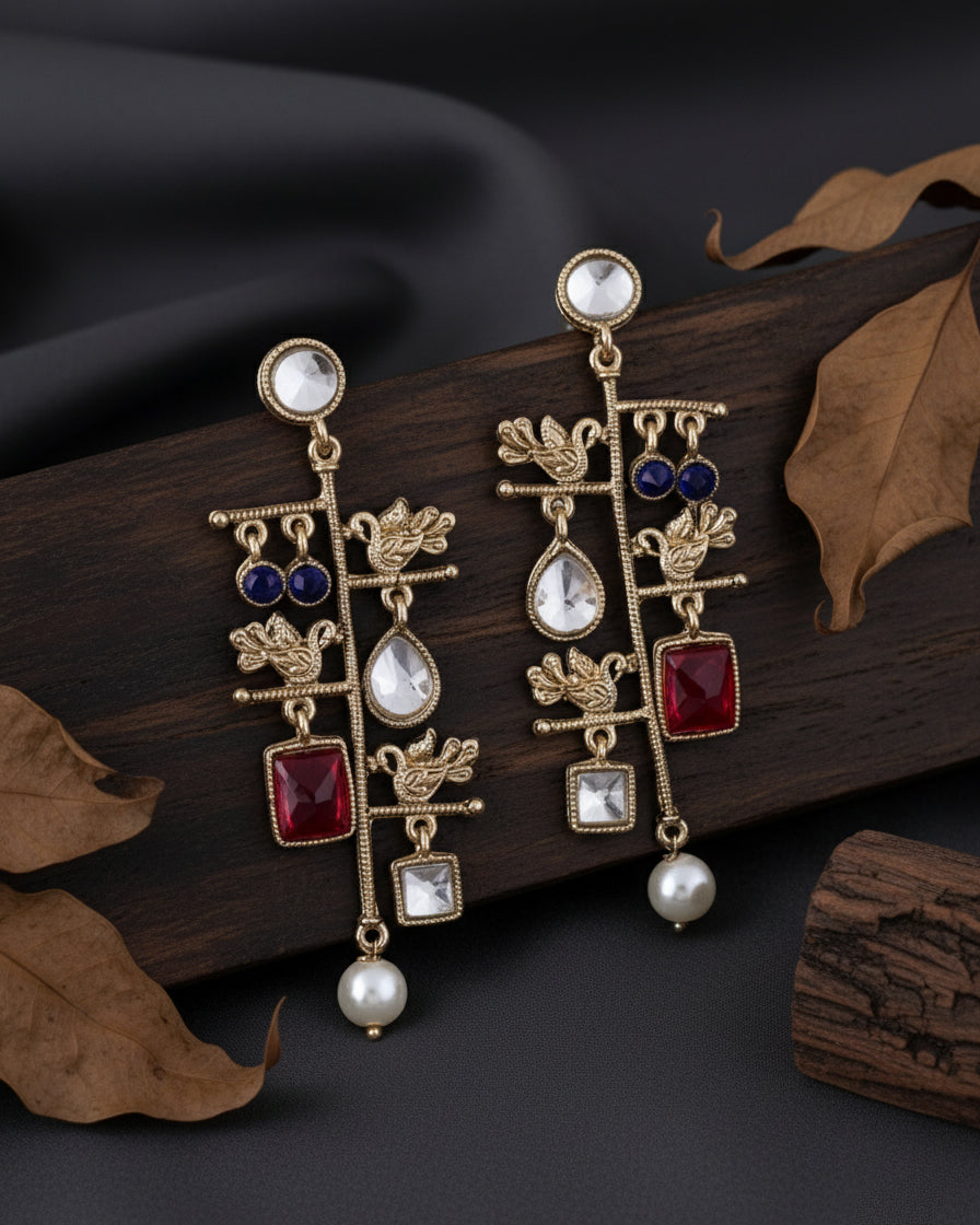 Pink Mohana Designer Peacock Earring