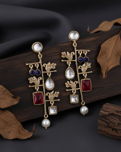 Pink Mohana Designer Peacock Earring