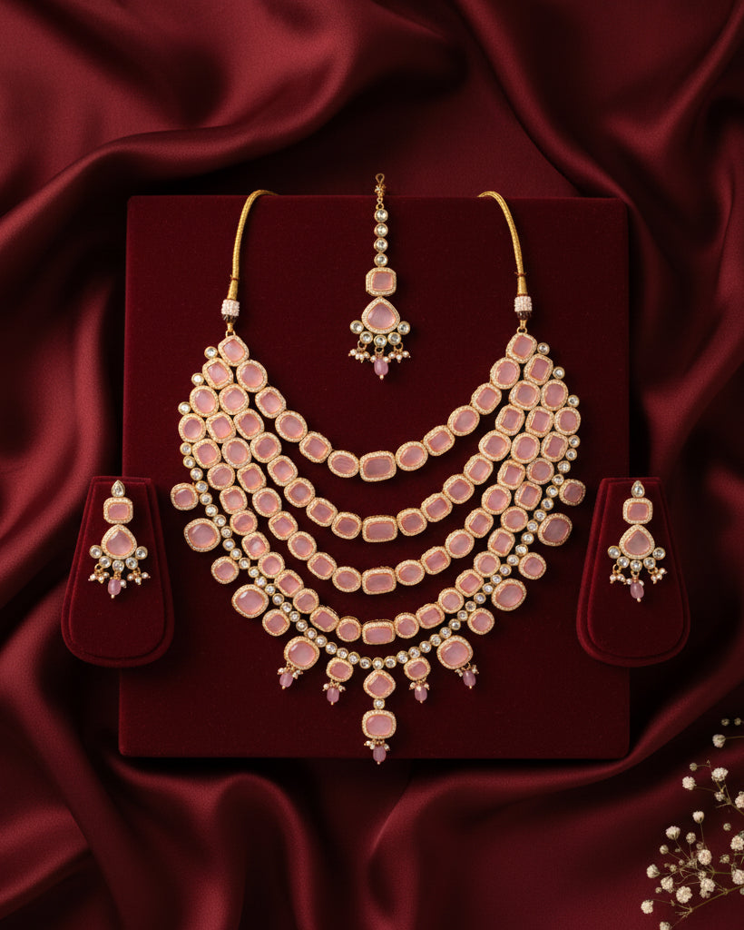 Blush Parineeti Wedding Necklace Set - Gold