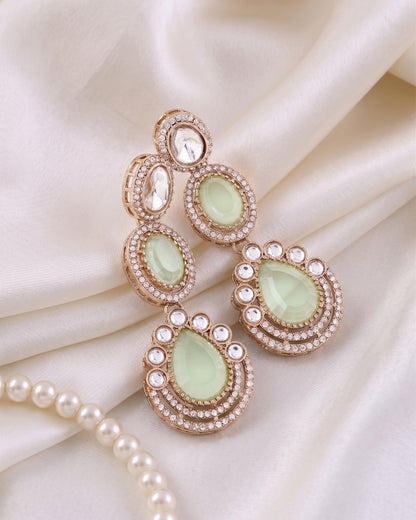 Mint Amreen Premium Designer Zircone Polki Dupe Earring