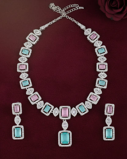 Pastel Fiona AD Necklace Set with Earrings