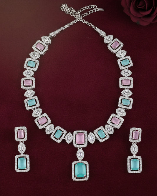 Pastel Fiona AD Necklace Set with Earrings