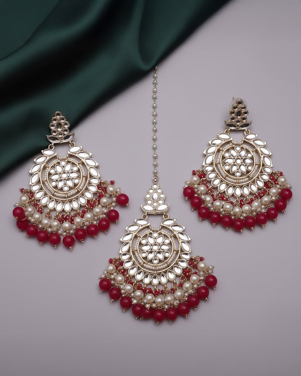 Red Shaili Teeka Earring