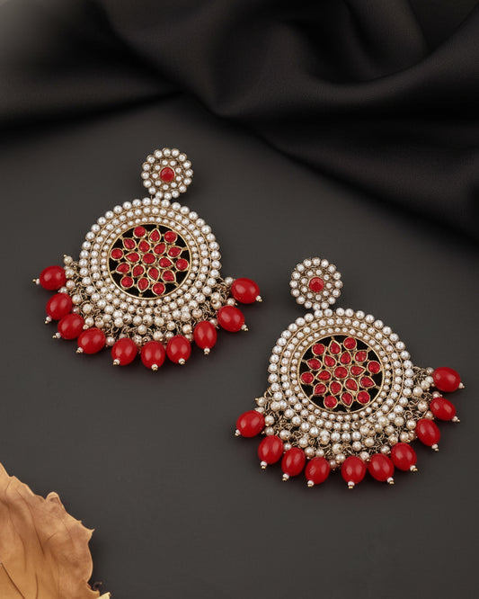 Red Damini Chandbali