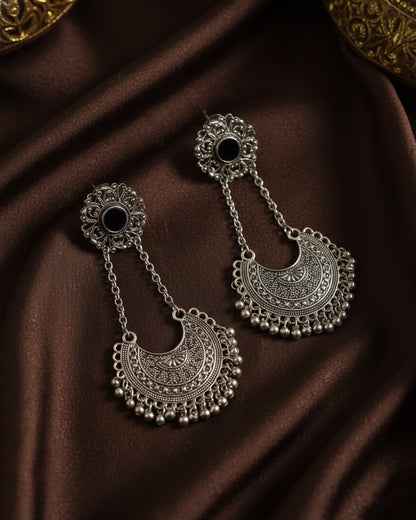 Silver Chirag Oxidised Jhumka Earrings