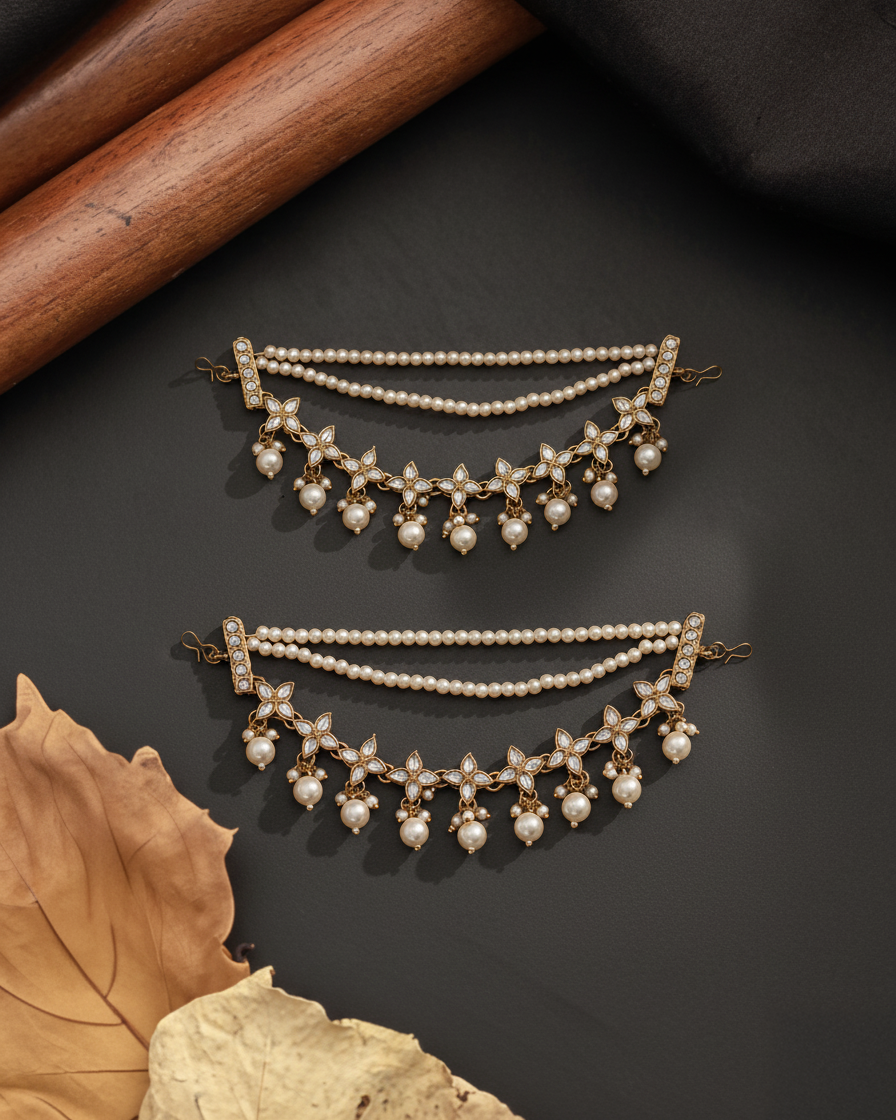 Ariva Kundan Kaan Chain Pair