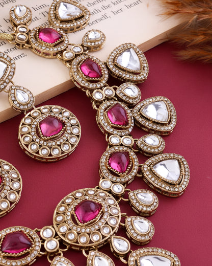 Onion Kavita Premium Polki Dupe Necklace with Earring and Teeka