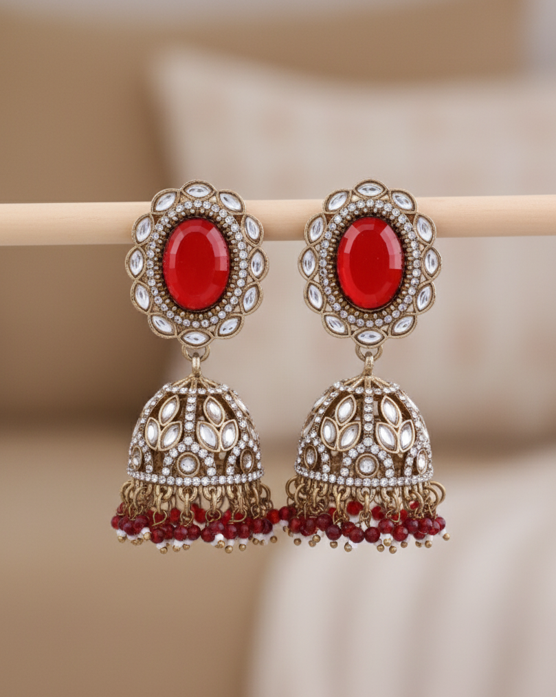 Red Seher Premium Jhumki Earring