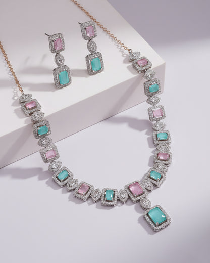 Pastel Fiona AD Necklace Set with Earrings