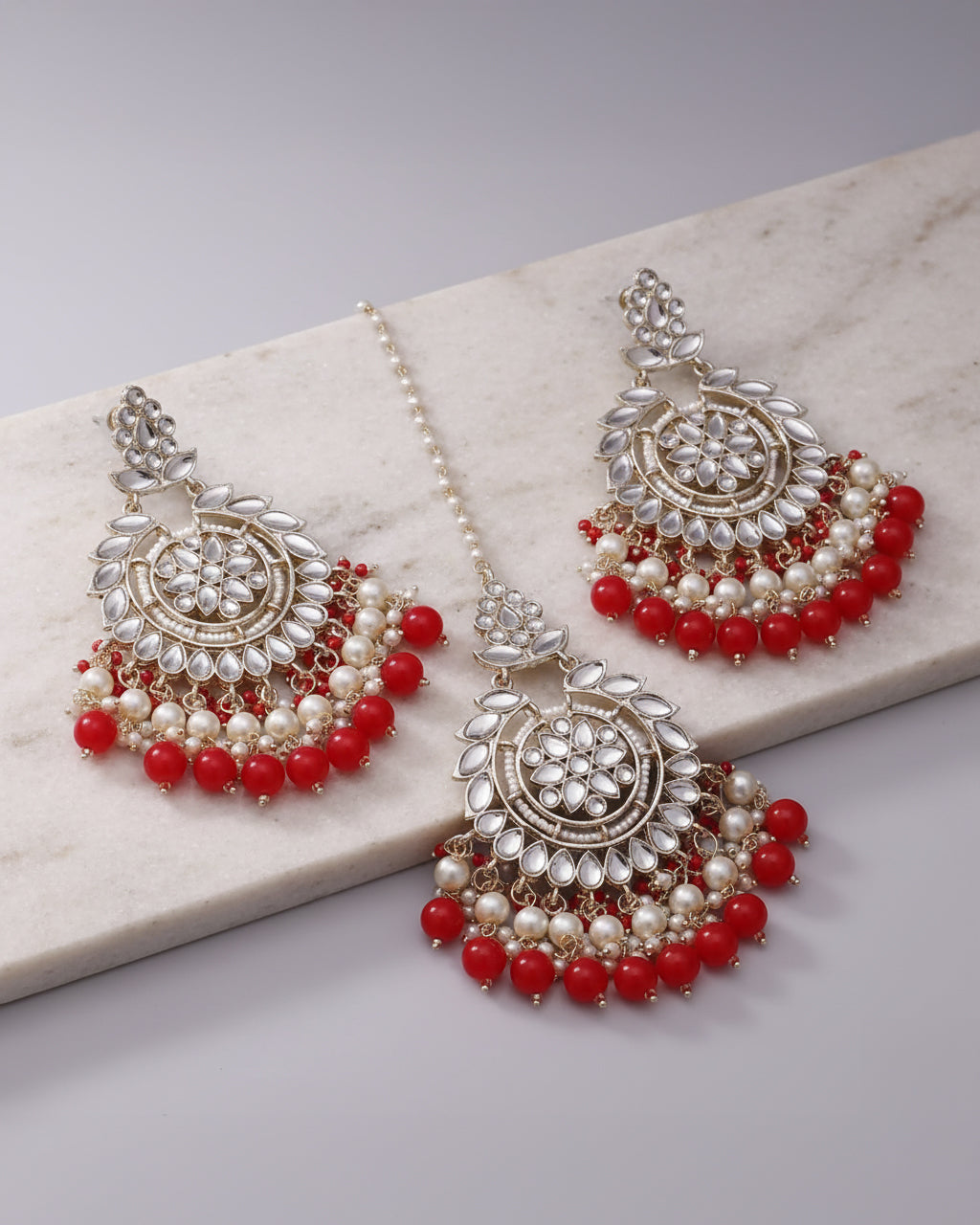 Red Shaili Teeka Earring