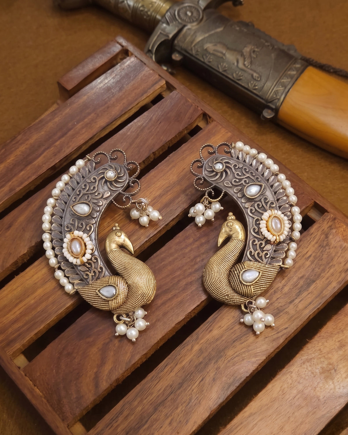 White Uraisha Designer Ear Cuff Earring