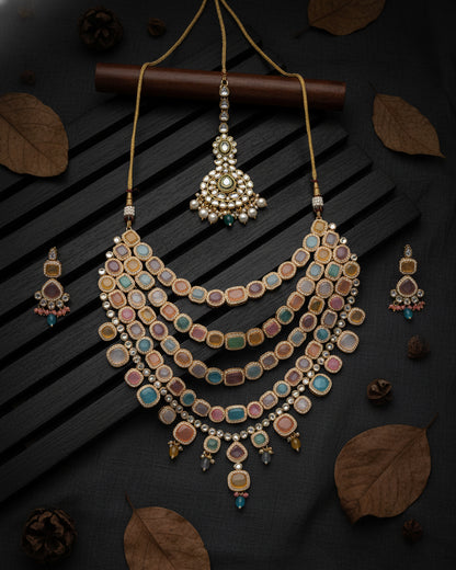Multi Parineeti Wedding Necklace Set - Gold