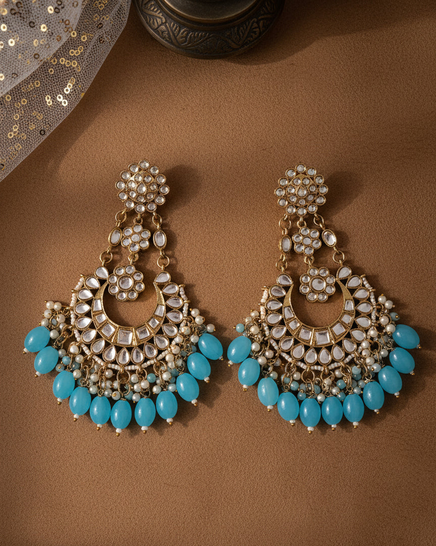 Turquoise Ujala Chandbali