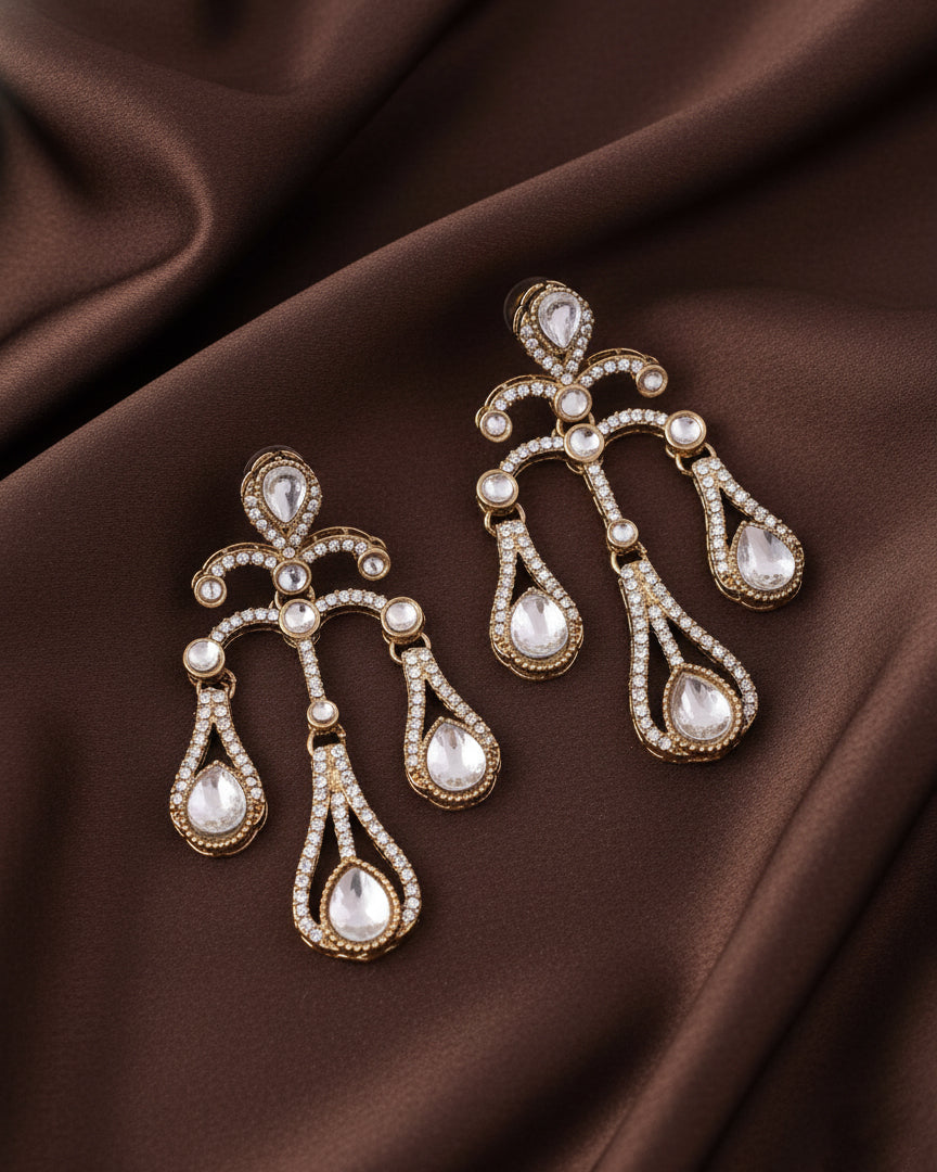 Silver Urvi Premium Designer Zircone Earring