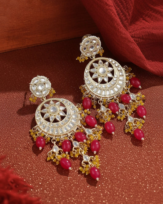 Pink Yellow Jasmira Chandbali