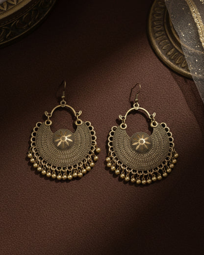 Gold Polished Jash Oxidised Jhumka Earrings