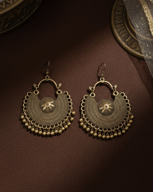 Gold Polished Jash Oxidised Jhumka Earrings