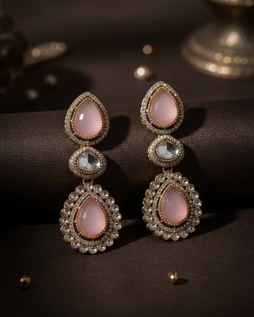Blush Amani Premium Designer Zircone Polki Dupe Earring