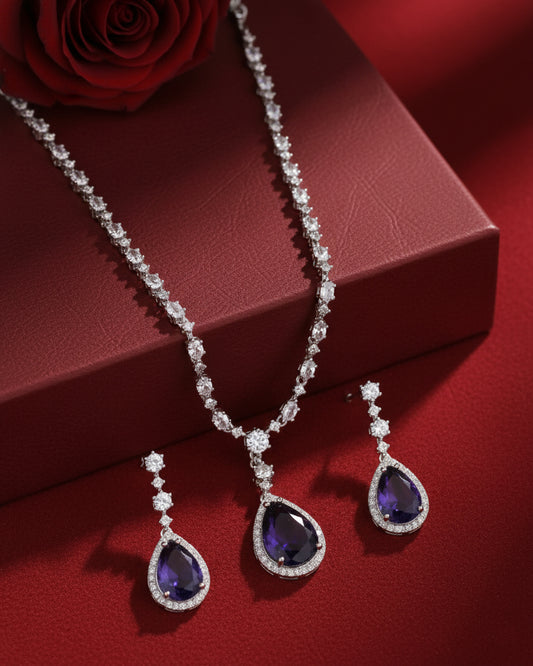 Purple Elysia AD Pendant Necklace Set