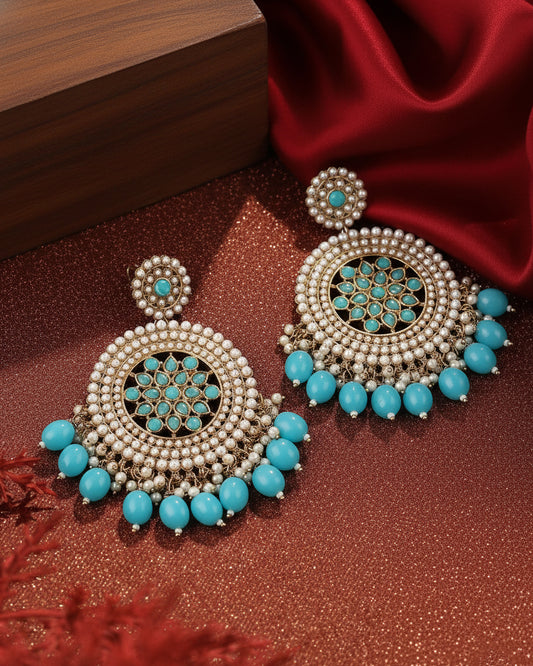 Turquoise Damini Chandbali