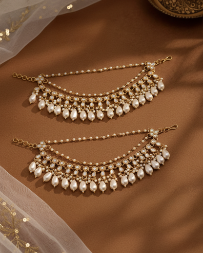 Rivika Bahubali Kundan Kaan Chain Pair
