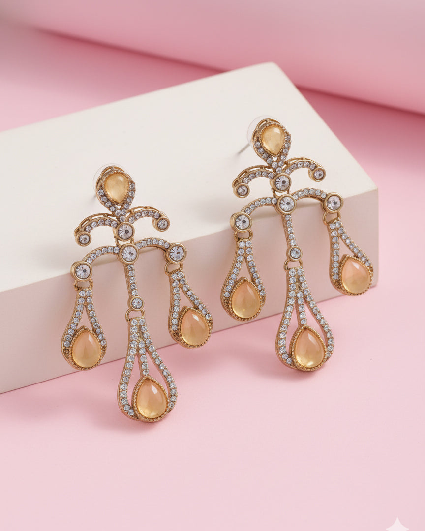 Yellow Urvi Premium Designer Zircone Earring