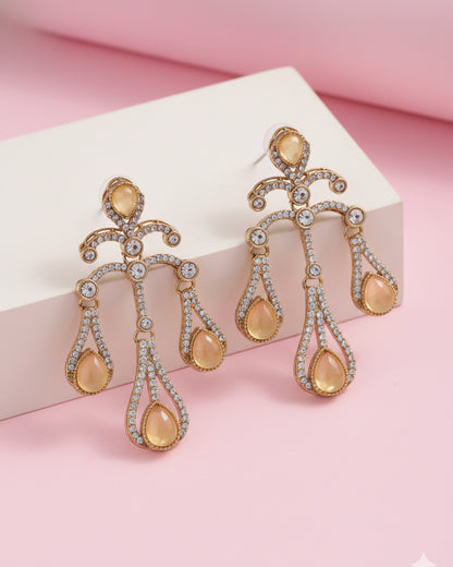 Yellow Urvi Premium Designer Zircone Earring